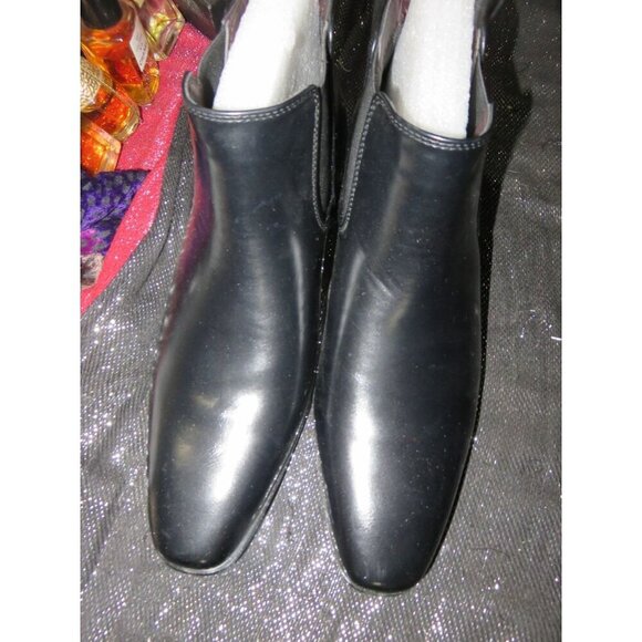 Italian Leather Chelsea Riding Boot for Men Ankle Boot Block Heel Pull On 41 8 - Picture 5 of 12